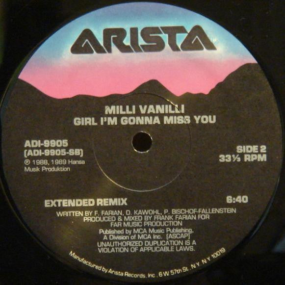 Milli Vanilli : Blame It On The Rain (12")