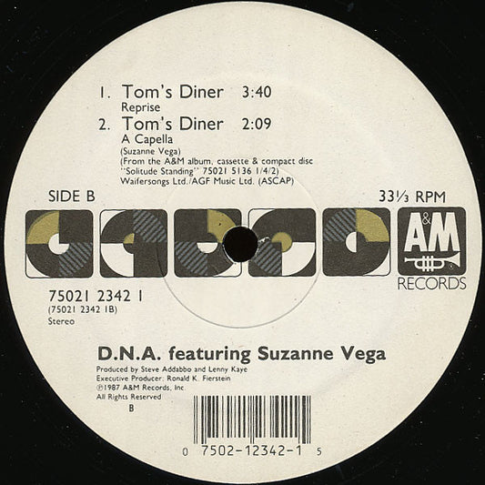 D.N.A.* Featuring Suzanne Vega : Tom's Diner (12", Single, Tra)