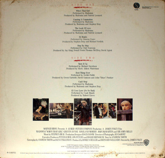 Madonna : Who's That Girl (Original Motion Picture Soundtrack) (LP, Album, Club, BMG)