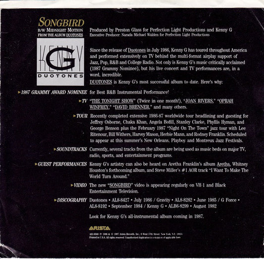 Kenny G (2) : Songbird (7", Single)