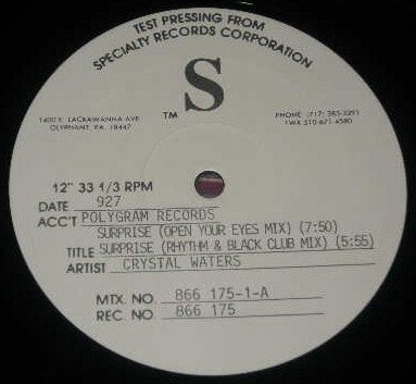Crystal Waters : Surprise (12", TP)