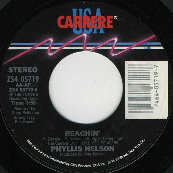 Phyllis Nelson : I Like You (Special Mix) / Reachin' (7")