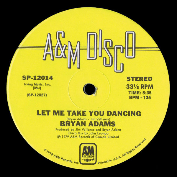 Bryan Adams : Let Me Take You Dancing (12")