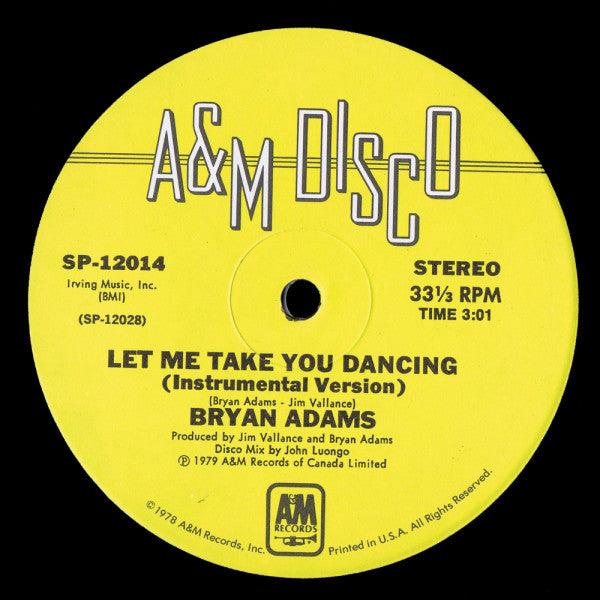 Bryan Adams : Let Me Take You Dancing (12")