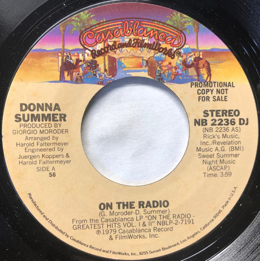 Donna Summer : On The Radio (7", Mono, Promo, Styrene, 56)