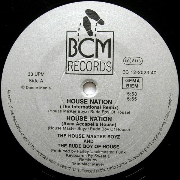 The House Master Boyz* And 'The Rude Boy Of House' Farley 'Jackmaster' Funk* : House Nation (12")