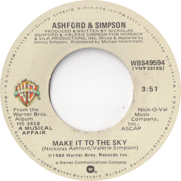 Ashford & Simpson : Happy Endings / Make It To The Sky (7", Single, Win)