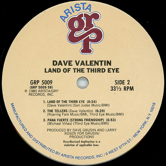 Dave Valentin : Land Of The Third Eye (LP, Album, Hub)