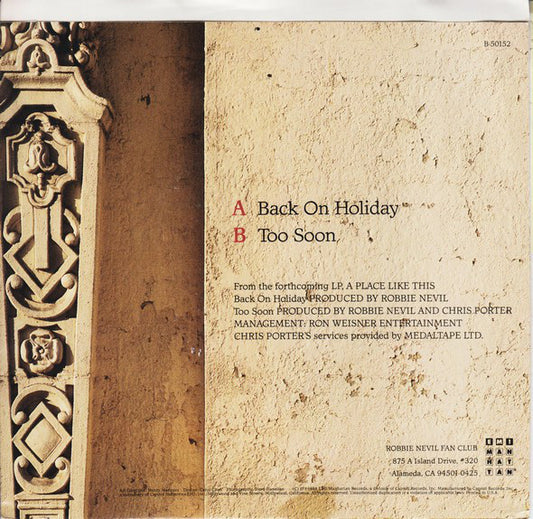 Robbie Nevil : Back On Holiday (7", Single)