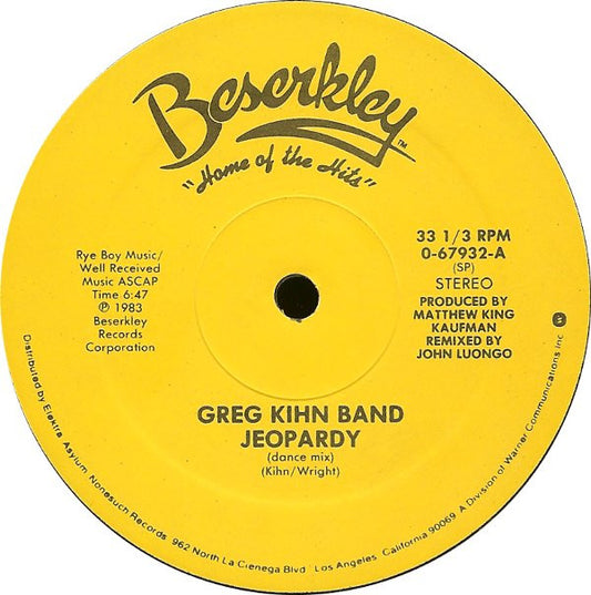 Greg Kihn Band : Jeopardy (12", SP )