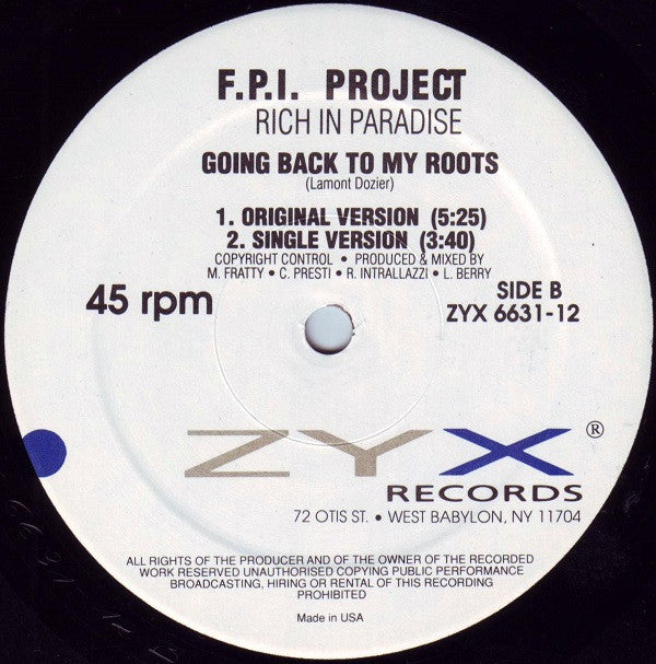 FPI Project : Rich In Paradise "Going Back To My Roots" (12", Maxi)