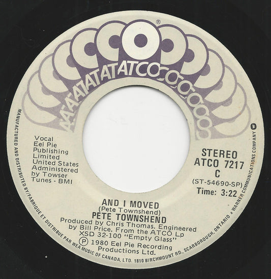 Pete Townshend : Let My Love Open The Door / And I Moved (7", Single)