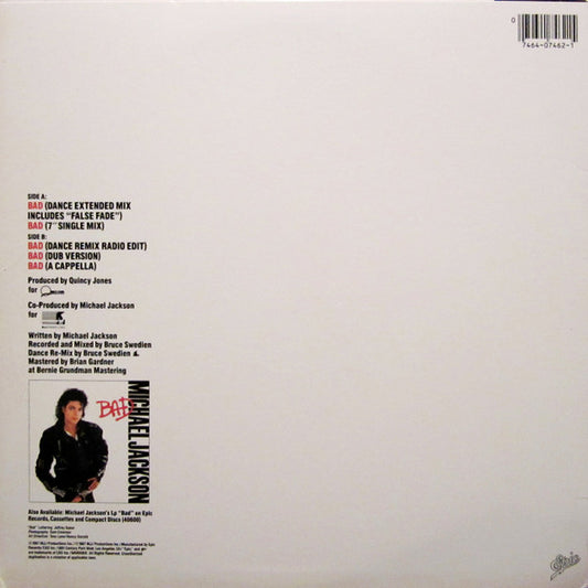 Michael Jackson : Bad (12", Single)