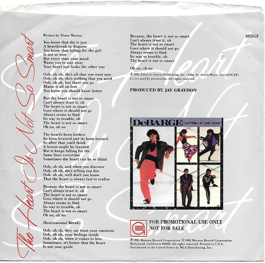 El DeBarge With DeBarge : The Heart Is Not So Smart (7", Single, Promo)