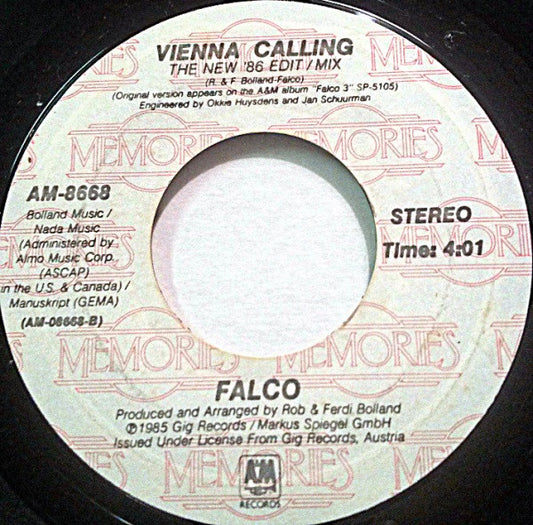 Falco : Rock Me Amadeus (The American Edit) / Vienna Calling (The New '86 Edit / Mix) (7", RE)