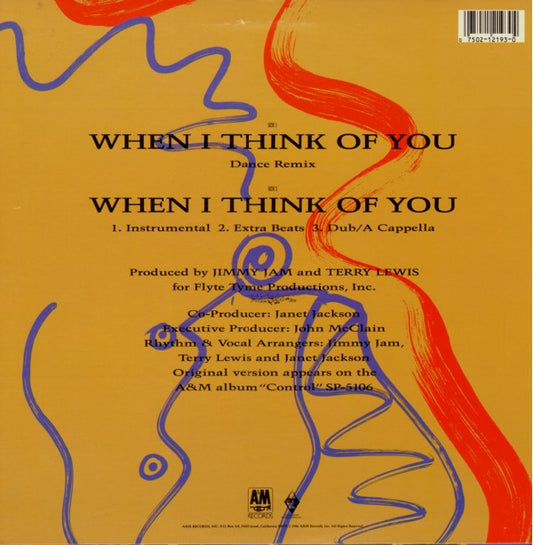 Janet Jackson : When I Think Of You (Dance Remix) (12", Single, Bla)