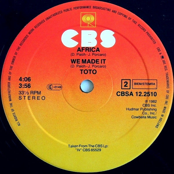 Toto : Africa (Original Version) (12", Maxi)