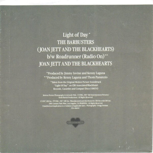 The Barbusters / Joan Jett And The Blackhearts* : Light Of Day (7")