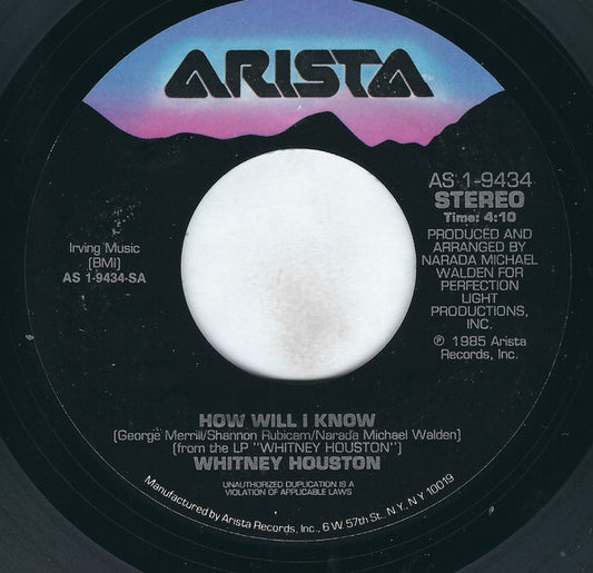 Whitney* : How Will I Know (7", Single, Styrene, Ind)