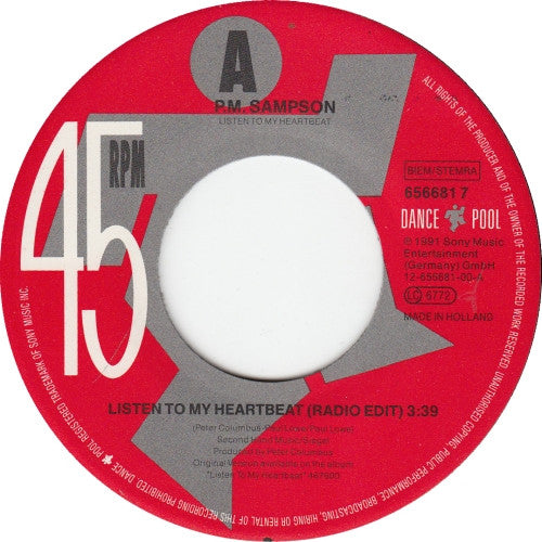 P.M. Sampson : Listen To My Heartbeat (7", Single)