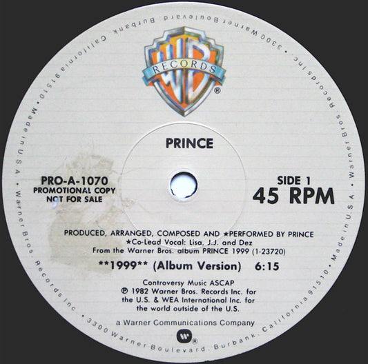 Prince : 1999 (12", Single, Promo)