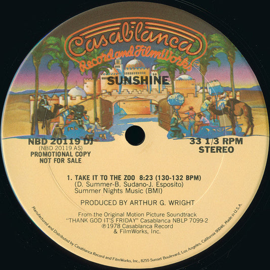 Sunshine (2) : Take It To The Zoo (12", S/Sided, Promo)