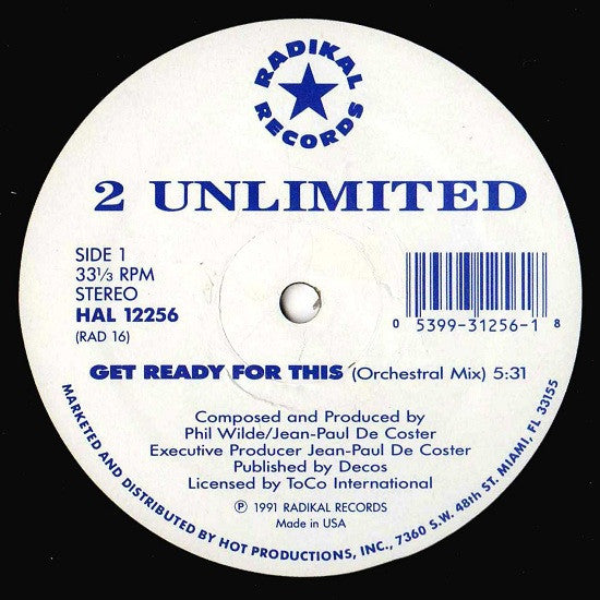 2 Unlimited : Get Ready For This (12")