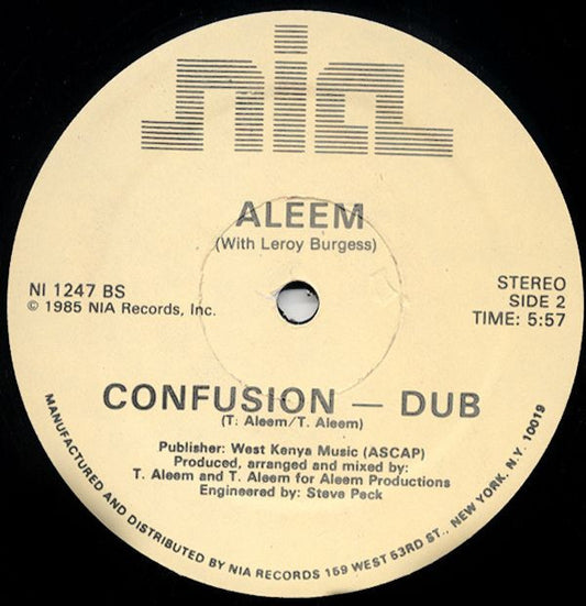 Aleem With Leroy Burgess : Confusion (12")