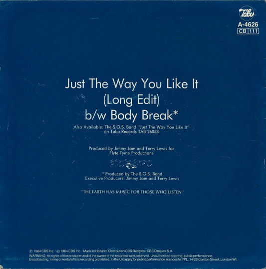 S.O.S. Band* : Just The Way You Like It (Long Edit) (7", Single)