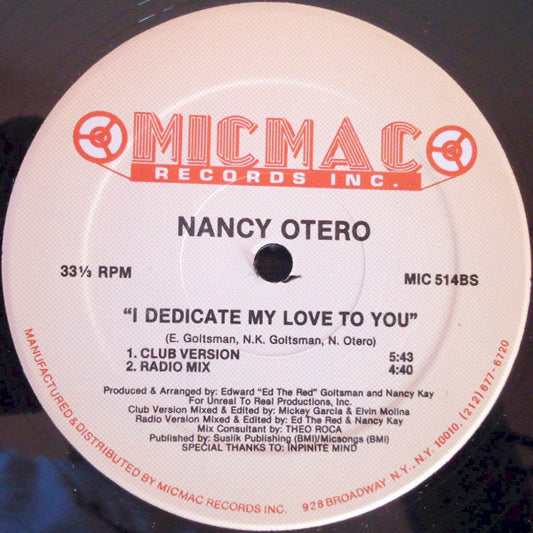 Nancy Otero : I Dedicate My Love To You (12")