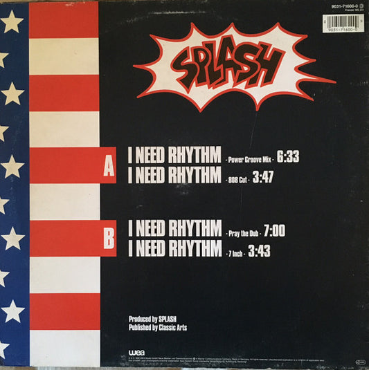 Splash (3) : I Need Rhythm (12")
