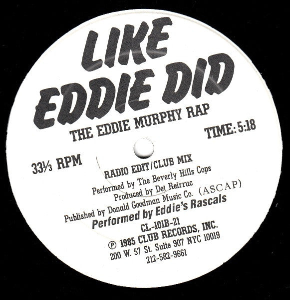 Eddie's Rascals : Axel F / Like Eddie Did (12")