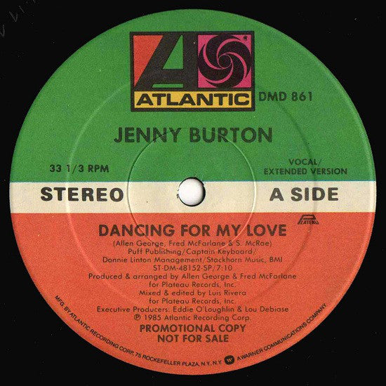 Jenny Burton : Dancing For My Love (12", Promo)