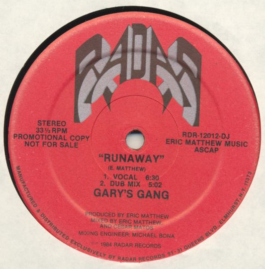Key-Matic / Gary's Gang : Breakin' In Space / Runaway (12", Promo)
