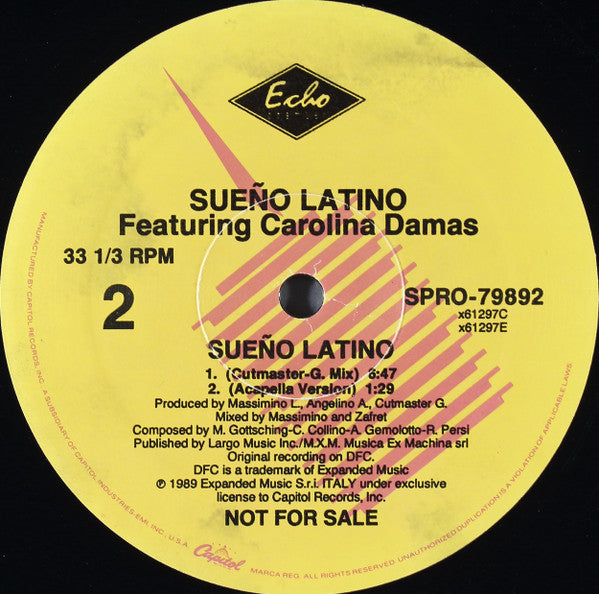 Sueño Latino Featuring Carolina Damas : Sueño Latino (12", Promo)