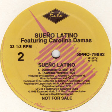 Sueño Latino Featuring Carolina Damas : Sueño Latino (12", Promo)