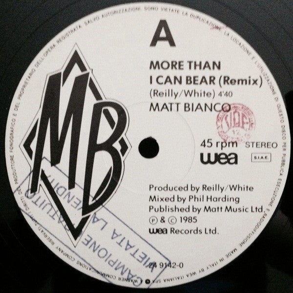Matt Bianco : More Than I Can Bear (Remix) (12", Single)