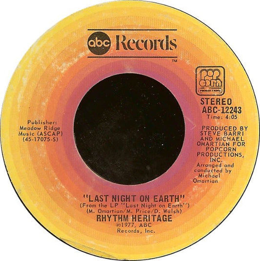 Rhythm Heritage : Theme From Rocky (Gonna Fly Now) / Last Night On Earth (7", Single, Pit)