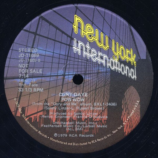 Cory Daye : Green Light / Pow Wow (12", Promo)