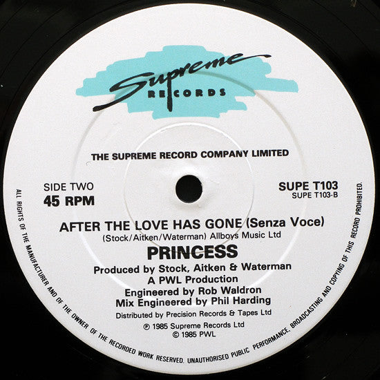 Princess : After The Love Has Gone (12")