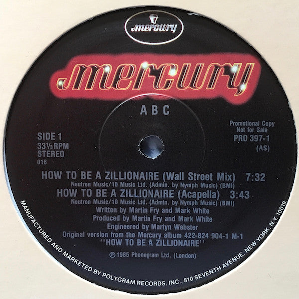 ABC : How To Be A Zillionaire (12", Promo)