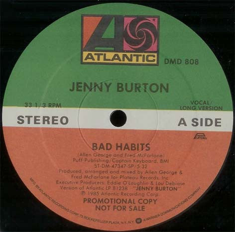 Jenny Burton : Bad Habits (12", Promo)
