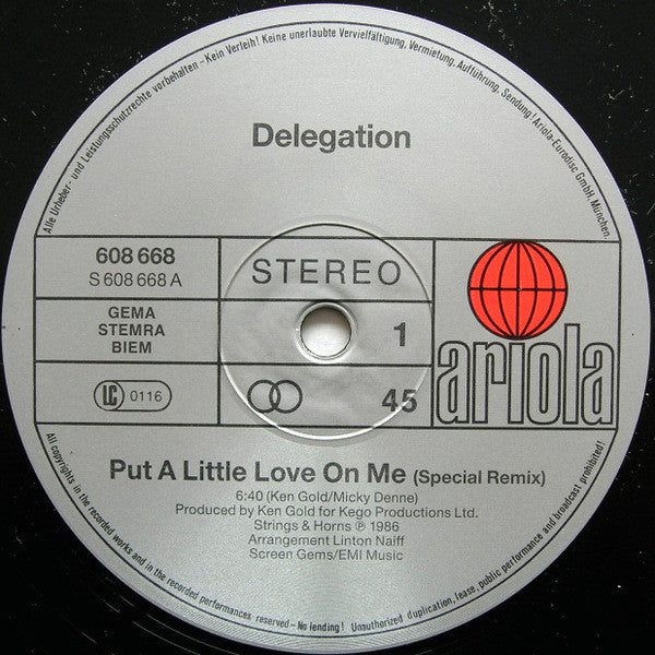 Delegation : Put A Little Love On Me (Special Remix) (12")