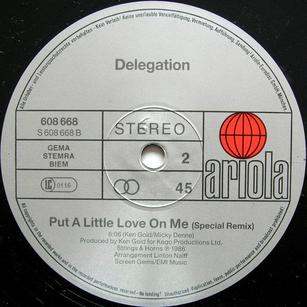 Delegation : Put A Little Love On Me (Special Remix) (12")