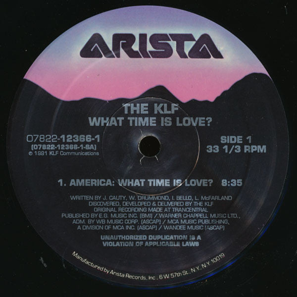 The KLF : America: What Time Is Love? (12")