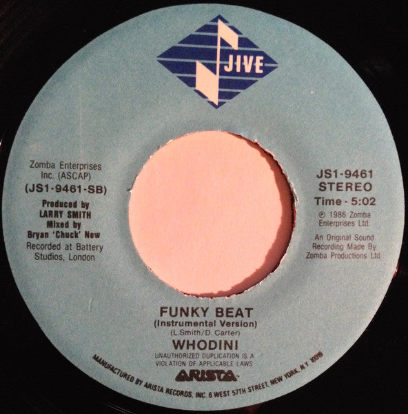 Whodini : Funky Beat (7", Single)