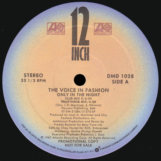 The Voice In Fashion : Only In The Night (12", Promo)