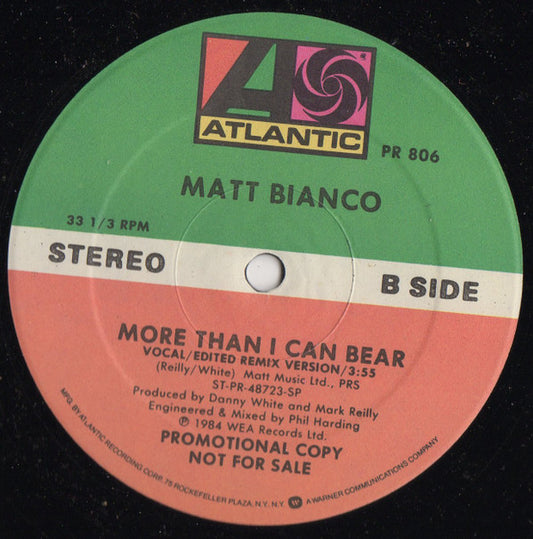 Matt Bianco : More Than I Can Bear (12", Single, Promo)