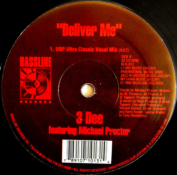 Urban Blues Project Presents 3 Dee (2) Featuring Michael Procter : Deliver Me (2x12")
