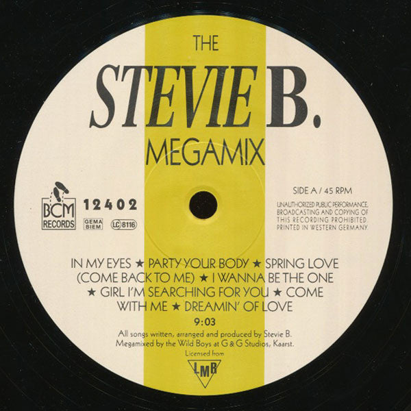 Stevie B : The Stevie B Megamix (12")
